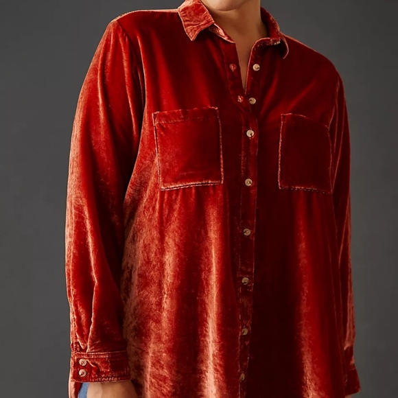 Anthropologie Pilcro Relaxed Velvet Shirt - Picture 2 of 5